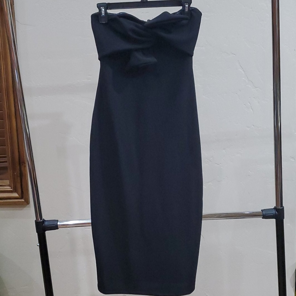 TOP SHOP Bow Twist Textured Midi Dress - size 8